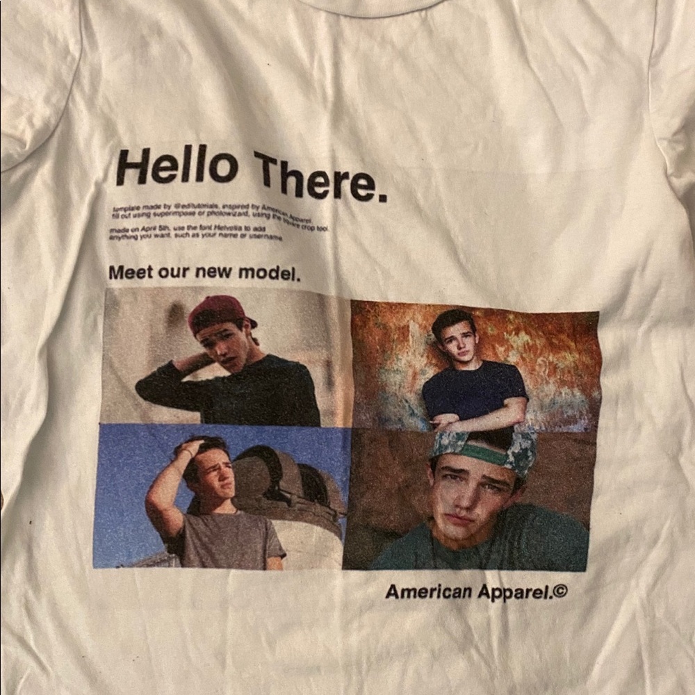 White Aaron Carpenter American Apperal Model Shirt